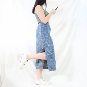 Vintage Acid Wash Midi Skirt